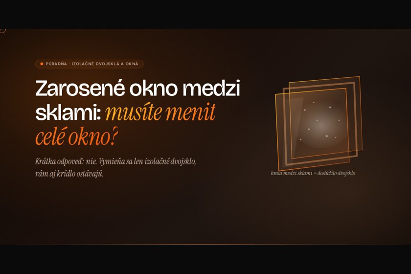 Zarosené okno medzi sklami. Ilustrácia izolačného dvojskla s hmlou